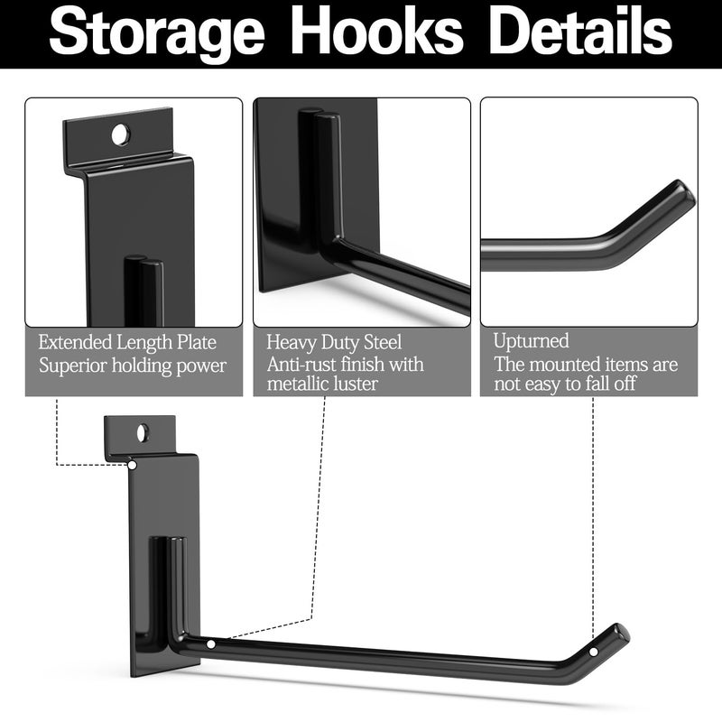3H Slatwall Accessories 30 Pack, 3/5/7 Inch Hooks & Hangers, Heavy Duty Slat Wall Hanging Hooks, Proslat Accessories for Shop Retail Display - Image 3